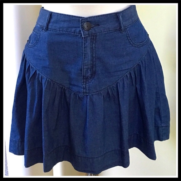 BCBGENERATION DENIM JEAN MINI SKATER SKIRT - Picture 3 of 8